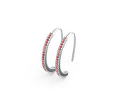 Sterling Silver Thin Hoop Earrings with White Topaz or Moissanite - Syzjewelry
