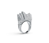 Sterling Silver Ring Sydney Opera House Theme with White Topaz or Moissanite DHJ