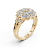 Sterling Silver Moissanite Cluster Ring Round RD 3x3mm
