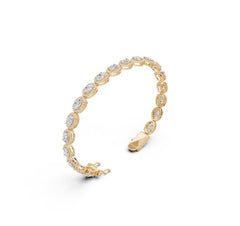 Sterling Silver Moissanite Tennis Moissanite Bracelet Halo w/ Moissanite Oval OV 6X4mm