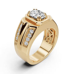 Men's 18K Gold Moissanite Ring Oval OV 7x5mm