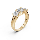Sterling Silver Moissanite Ring RD 6x6mm 5x5mm 3 Stone