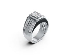 Men's Platinum Moissanite Ring Oval OV 7x5mm