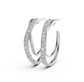 Sterling Silver Earrings Open Hoop with White Topaz or Moissanite DHJ