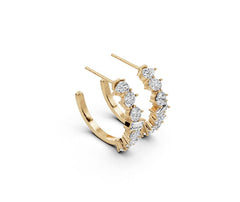 Sterling Silver Moissanite J Hoop Earrings BG 4x2mm