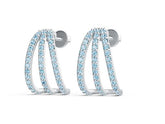 Sterling Silver Earrings Three-Row Huggie with White Topaz or Moissanite - Syzjewelry