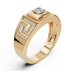 Men's Platinum Moissanite Ring Round RD 4x4mm