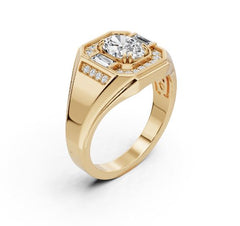 Men's Platinum CVD Diamond Ring Oval OV 8x6mm Halo