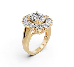 Sterling Silver Moissanite Ring Oval OV 10x8mm Halo