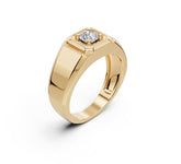 Men's Sterling Silver Moissanite Ring Round RD 4x4mm Top 2344