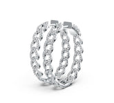 Sterling Silver Hoop Earrings Chain Link Theme with White Topaz or Moissanite DHJ