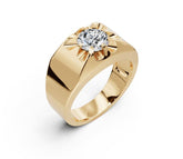 Men's Sterling Silver Moissanite Ring Round RD 7x7mm Ring Solid