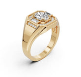 Men's 14K Gold Moissanite Ring Oval OV 8x6mm Halo