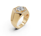 Men's Sterling Silver Moissanite Ring Round RD 9.5x9.5mm