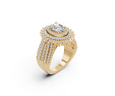 Sterling Silver Moissanite Engagement Ring w/ Moissanite Tripple Halo Ring