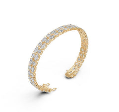 Sterling Silver Moissanite Bracelet Pear PE 6x4mm RD 4x4mm Double Row