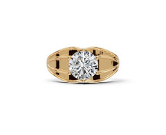 Contemporary Men's Rings 18K Gold Moissanite Ring Mounting Round RD 10x10mm