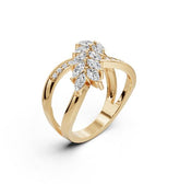 Sterling Silver Marquise Shape Moissanite Crisscross Ring