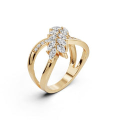 Sterling Silver Marquise Shape Moissanite Crisscross Ring