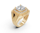 Sterling Silver Men's Moissanite Ring Cushion CU 10X10mm Halo