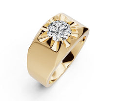 Men's Platinum Moissanite Ring Round RD 8x8mm Ring Solid