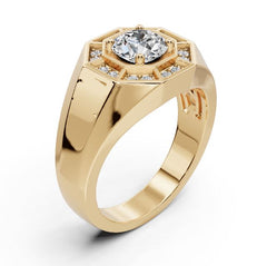 Platinum Moissanite Round RD 6x6mm Men's Ring Halo Moissanite