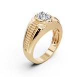 Men's 14K Gold CVD Diamond Ring Oval OV 8X6mm