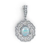 Sterling Silver Moissanite Pendant Necklace Oval OV 10X8mm PE 6x4mm Cabochon Halo