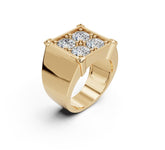 Men‘s Sterling Silver Moissanite Ring Round RD 5x5mm 4 Stones