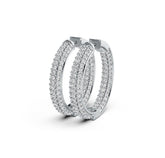 Sterling Silver Hoop Earrings with White Topaz or Moissanite DHJ