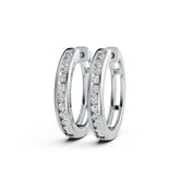 Sterling Silver Hoop Earrings with White Topaz or Moissanite Channel Set DHJ