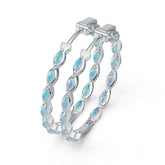 Sterling Silver Opal Hoop Earrings Marquise MQ 4X2mm