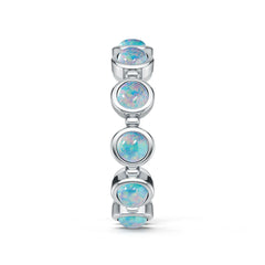 Sterling Silver Opal Ring Round RD 4x4mm Cabochon