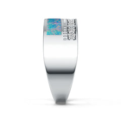 Sterling Silver Opal with Moissanite Ring 10x6mm