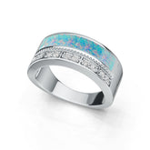Sterling Silver Opal Moissanite Ring 10x6mm