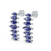 Sterling Silver Royal Blue Sapphire Earrings Marquise MQ 6x3mm