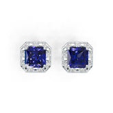 Sterling Silver Moissanite Earrings Emerald OCT 6X6mm