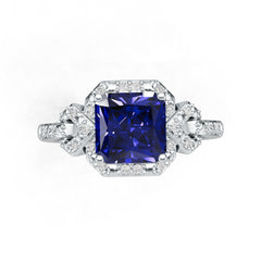 Sterling Silver Blue Sapphire Engagement Ring