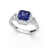 Sterling Silver Blue Sapphire Engagement Ring