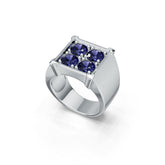 Men‘s Sterling Silver Moissanite Ring‚ Round RD 5x5mm Solitaire Style