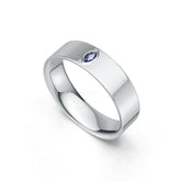 Sterling Silver Royal Blue Sapphire Men's Ring Marquise MQ 4X2mm