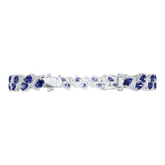 Sterling Silver Royal Blue Sapphire Moissanite or Sapphire Bracelet Pear PE 6X4mm