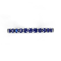 Sterling Silver Royal Blue Sapphire Half Eternity Ring Round RD 2x2mm