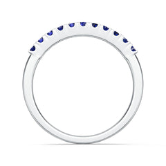 Sterling Silver Royal Blue Sapphire Half Eternity Ring Round RD 2x2mm