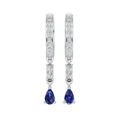 Sterling Silver Royal Blue Sapphire with Moissanite Earrings Pear PE 5x3mm