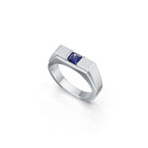 Men's Sterling Silver Moissanite Ring Princess SQ 4.5X4.5mm