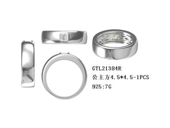 Men's Sterling Silver Semi Mount Ring Setting Princess SQ 4.5X4.5mm Band Ring - Syzjewelry