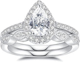 2 PC CVD Diamond Bridal Sets - 14K Gold Plated