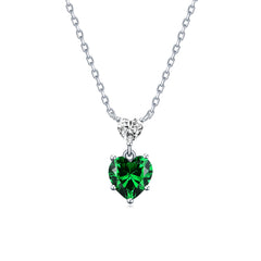 Simple Emerald Sterling Silver Necklace Lab Created Gemstone Modern Aesthetic Trends Birth Stone Gift