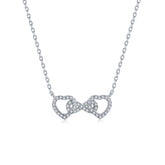 Infinity Double Heart Necklace S925 Silver Original Design Versatile Style Sparkling Smooth Necklace Birthday Gift Present